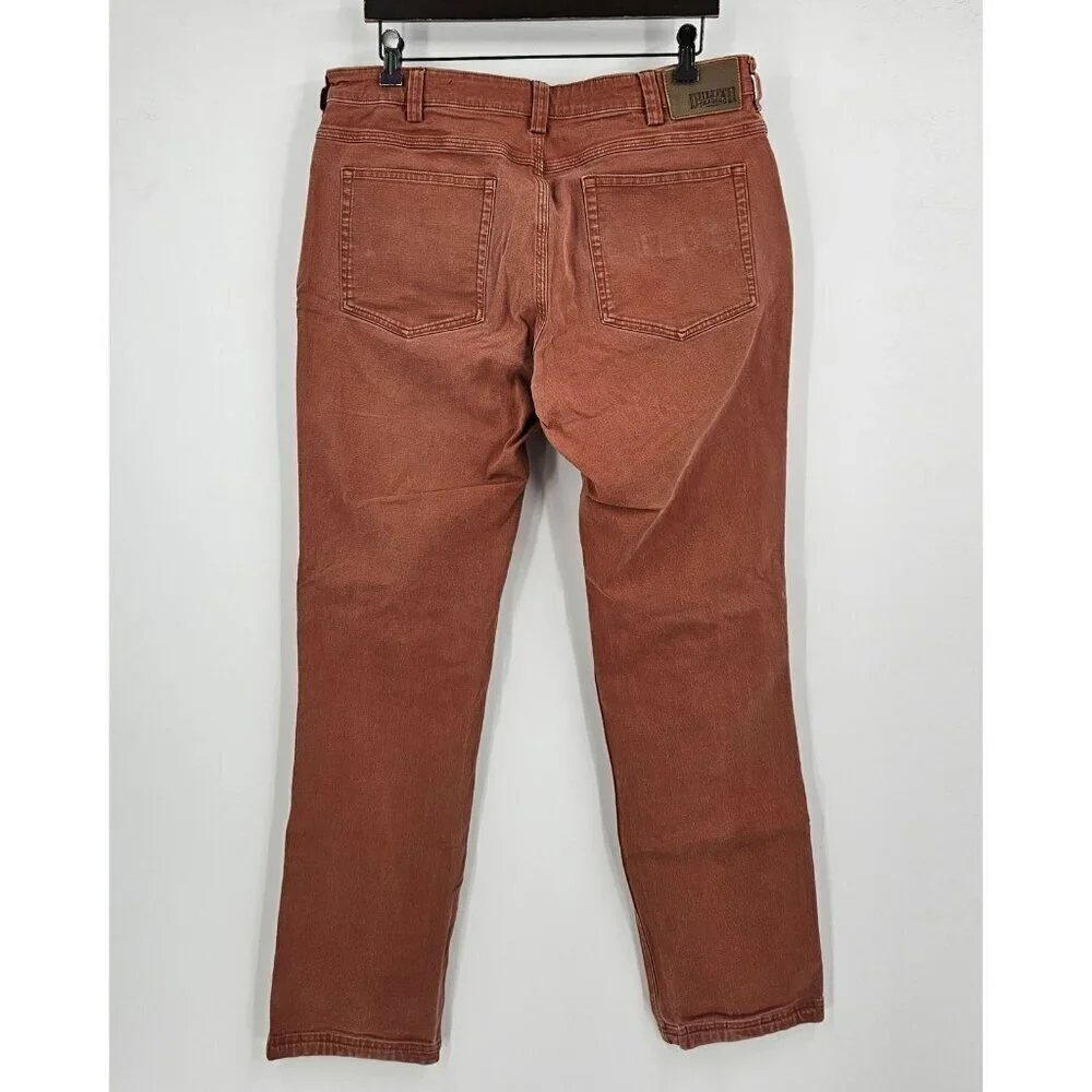 Duluth Trading Co Mens Sz 36x34 Slim Fit Brown Faded Jeans Pockets *Note